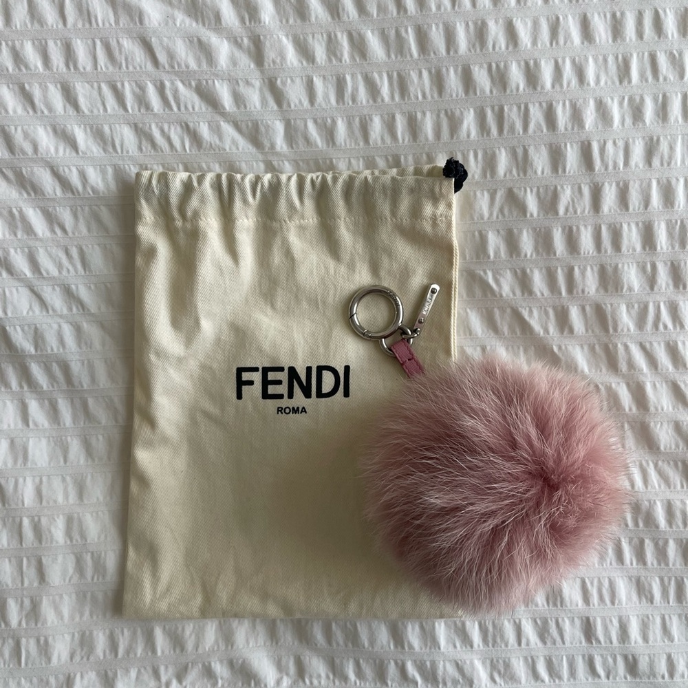 Fendi Pink Fur Pom Pom Keychain